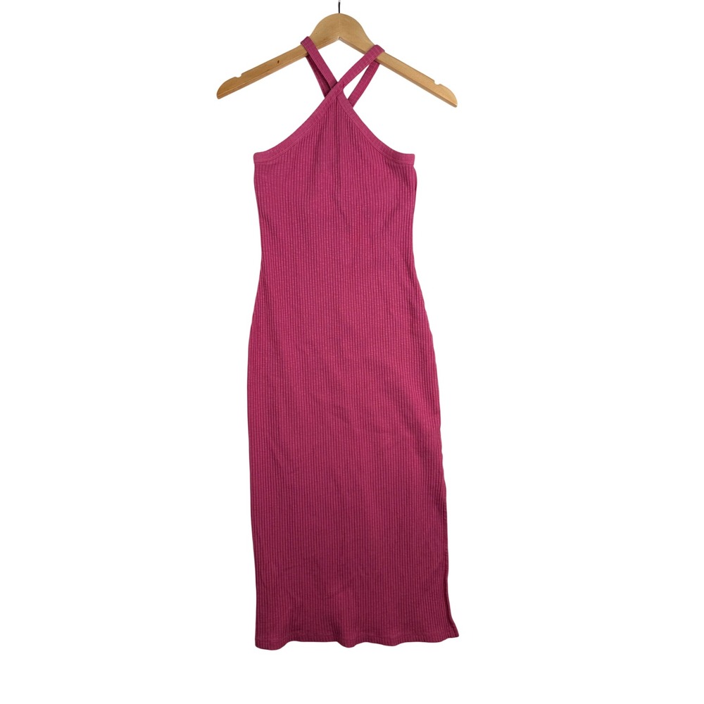 Old Navy Rib Knit Halter Midi Dress size Medium Pink